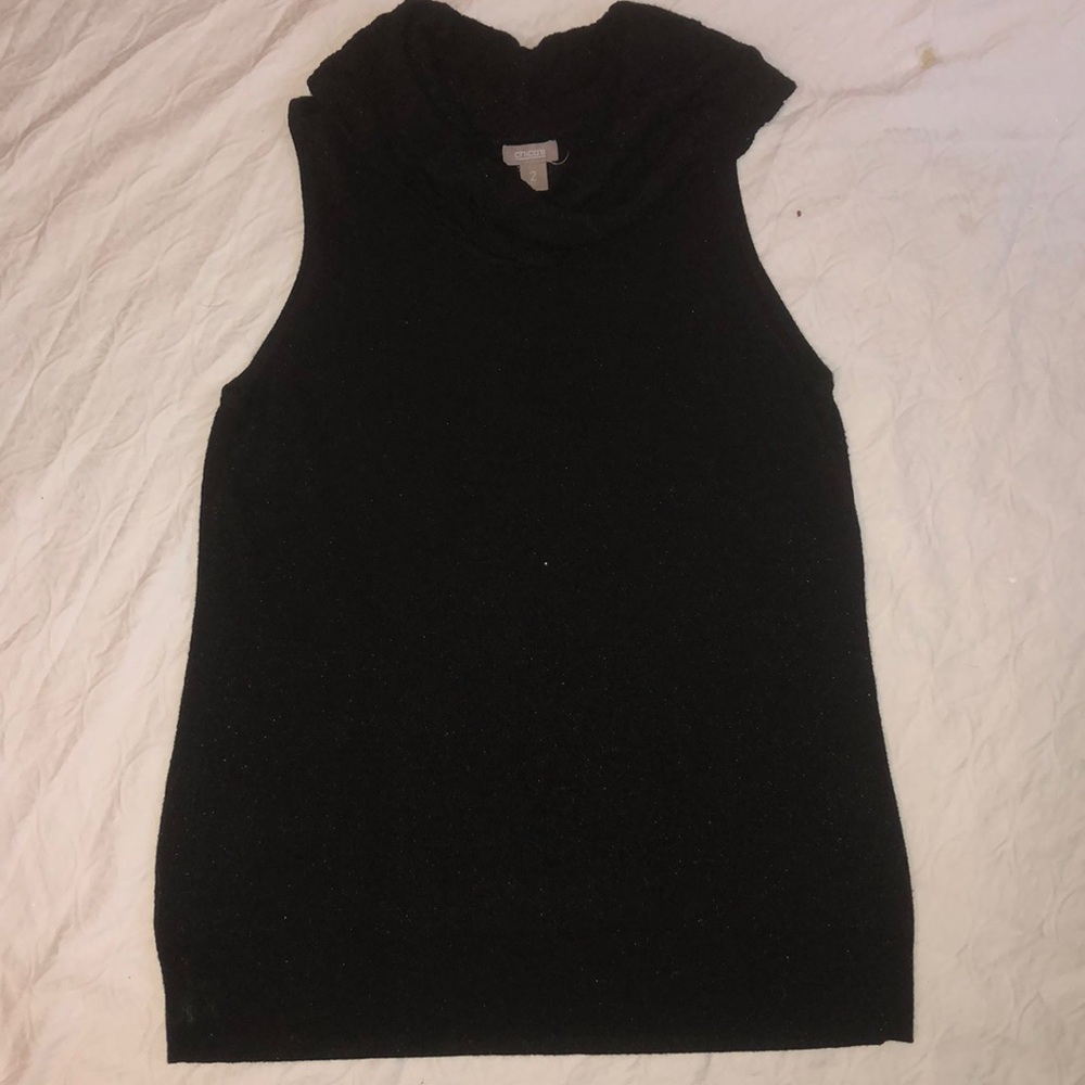 Chico’s Cowl Neck Sleeveless Black Sweater Size L
